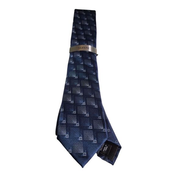🎁Alfani Blue Geometric Silk Tie - Picture 1 of 7